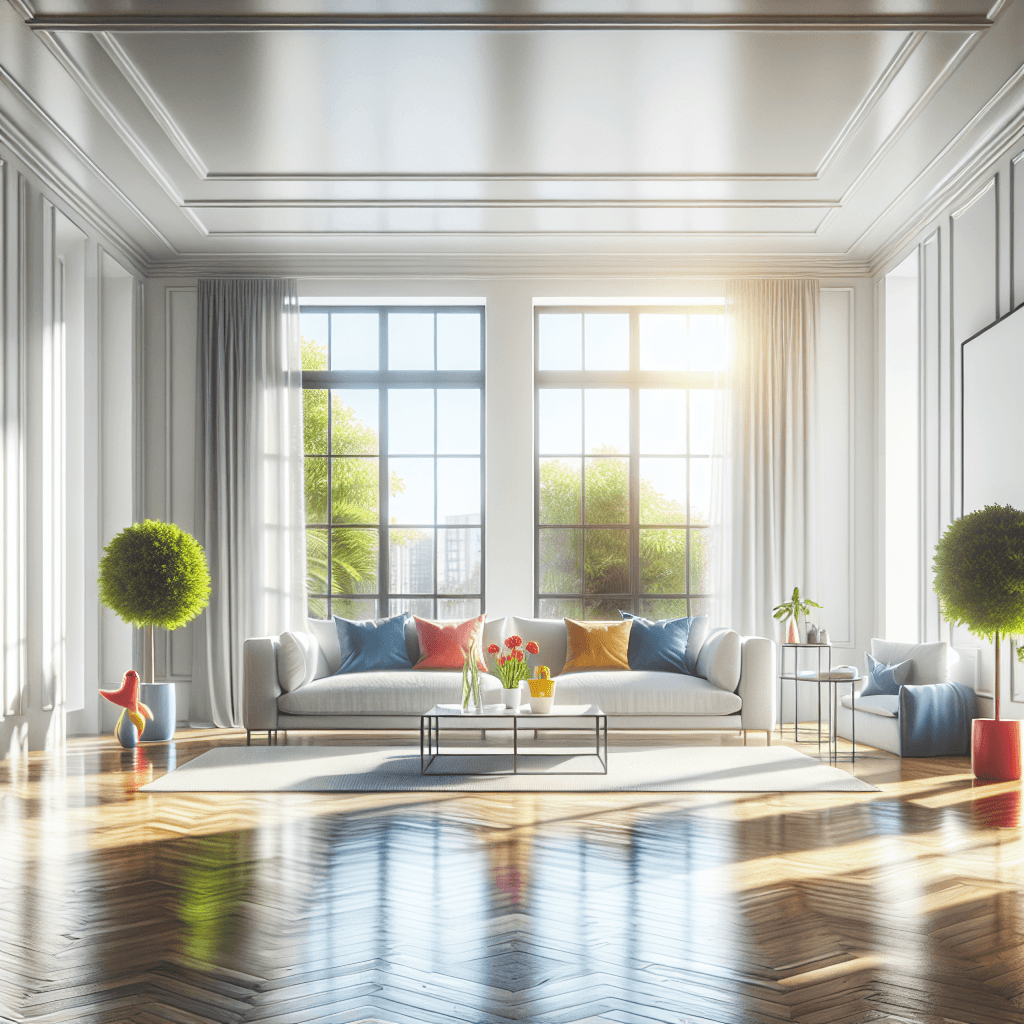 A spotless living room in an apartment, showcasing a clean and inviting space after move out cleaning.